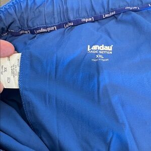 Men’s sky, blue scrub pants, extra extra large. Zipper fly, and drawstring.